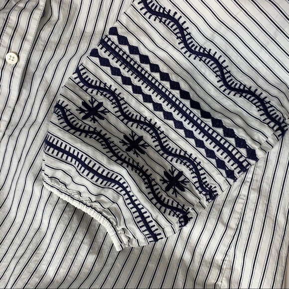 MADEWELL Button Down Shirt Navy Stripe Embroidered - Picture 6 of 8